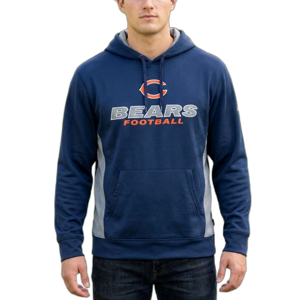 Nike Men's NFL Chicago Bears Sweatshirt Hoodie Large Athletic Active Blue Fleece